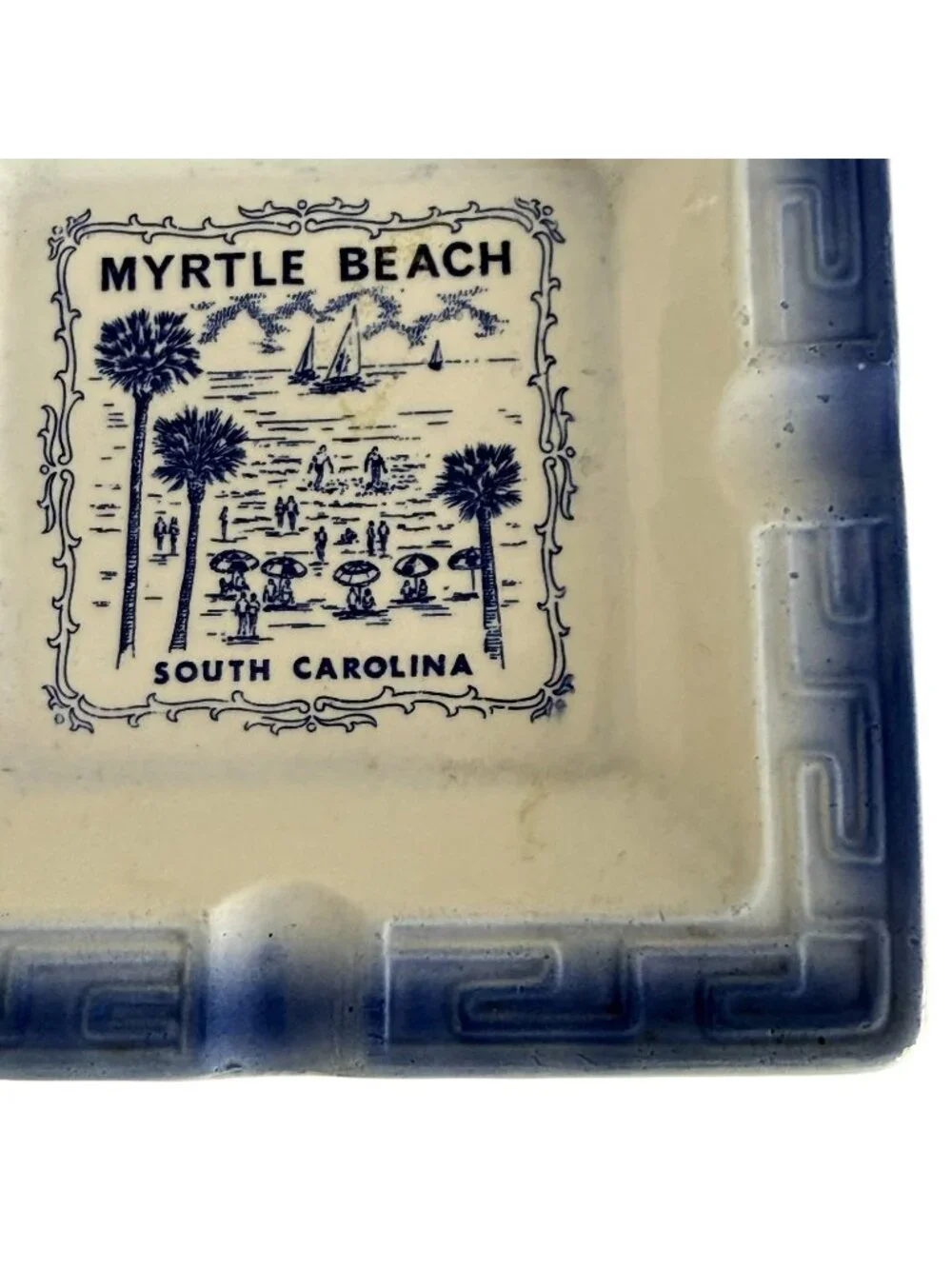 VTG Myrtle Beach‎ South Carolina Ceramic Souvenir Ashtray Cigarette Cigar Blue